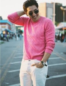 men's pink sweater