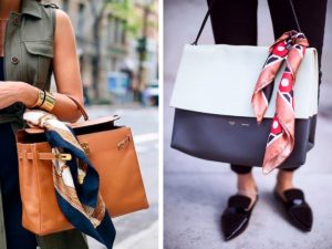 foulard en soie sur le sac