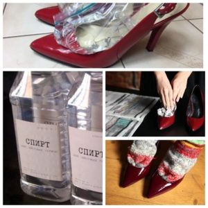 Estirar zapatos con alcohol.