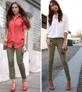 lys bluse og khaki