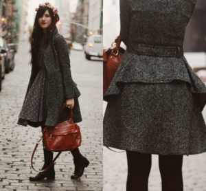 chunky boots with flared coat