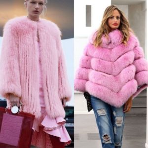 kulay rosas na fur coat