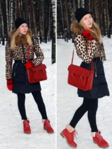 red boots with coat