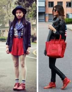 red boots with a skirt