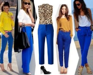 pantaloni cropped blu