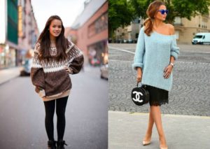 các kiểu áo len oversized