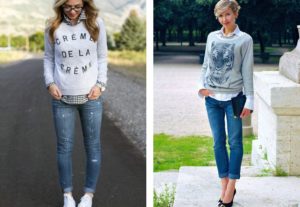 Sweatshirt mit Jeans