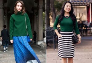 emerald sweater with skirt