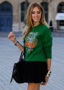 green printed sweater