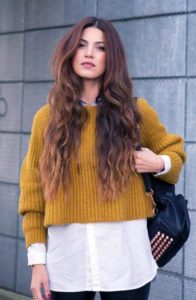 short yellow sweater