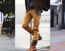 men in mustard trousers