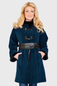 astragan fur coat with belt