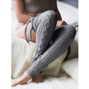 Knitted openwork leg warmers