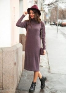 with a knitted dress