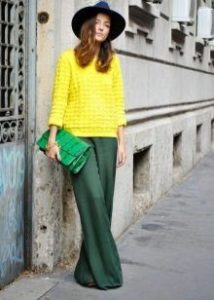 green wide leg pants