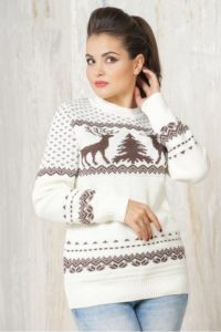 White sweater with deer