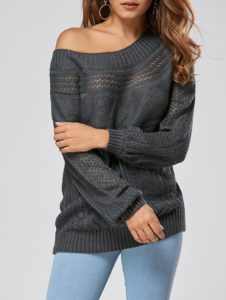 Schwarzer schulterfreier Pullover