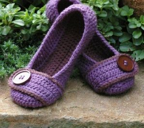 ballet flats with crochet button