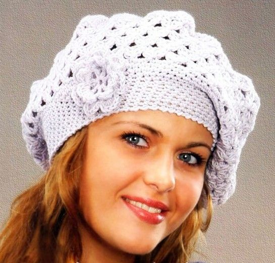 White beret with flower