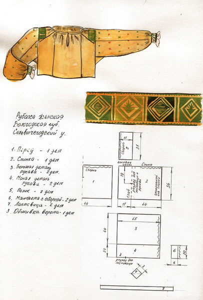 Rus kostüm deseninde bir sundress altında bluz