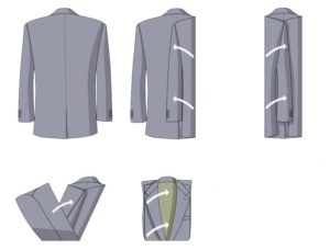 Folding a gray jacket