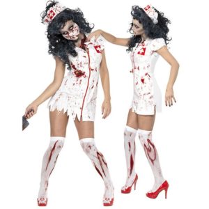 y tá zombie cho lễ hội halloween