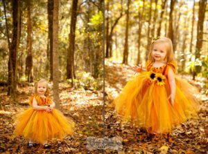 costume d'automne doré sur une fille