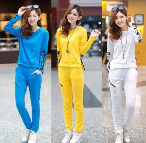 bright fashionable women's sports suit