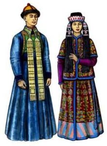 vẽ trang phục Buryat nam và nữ