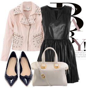 leather dress with accessories