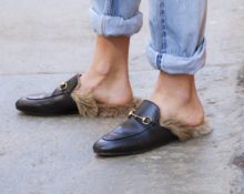 loafers with fur and jeans