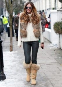 bottes hautes avec gilet en fourrure