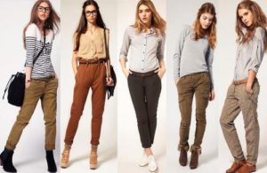 filles en pantalon chino kaki