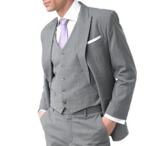 Gray men's three-piece