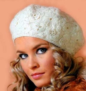 White crochet beret