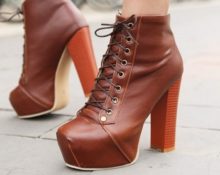 red lace-up ankle boots