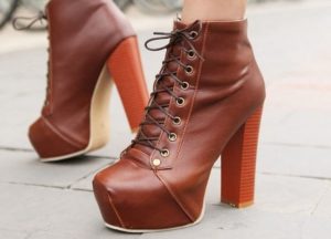 red lace-up ankle boots