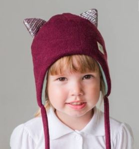 Bonnet enfant avec oreilles, bordeaux