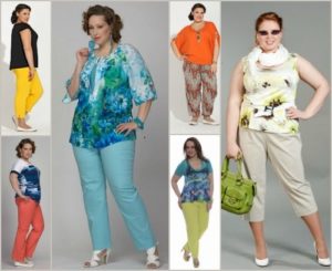 Farvede chinos til plus size damer