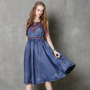 high waist denim sundress