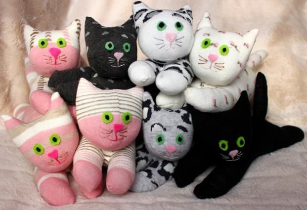 chatons fabriqués à partir de chaussettes