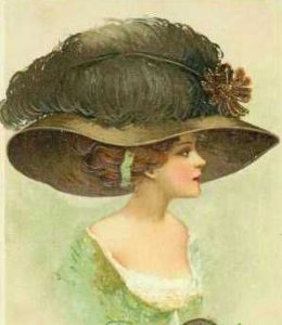 Dipinto antico raffigurante una donna con cappello