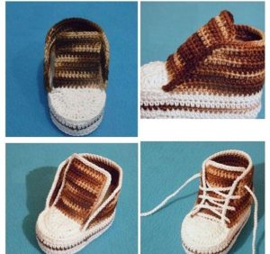 Baskets bottines blanches et marron