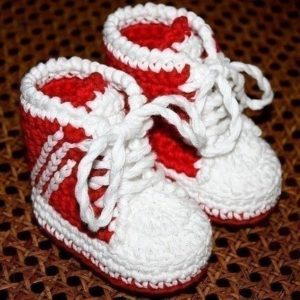 Red and white booties sneakers