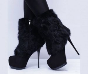 black ankle boots with fur