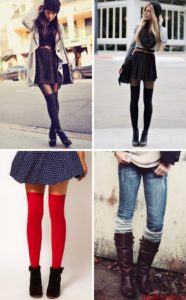 Leg warmers with a miniskirt