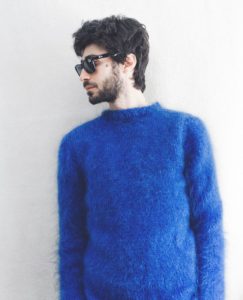 Blue mohair sweater for men