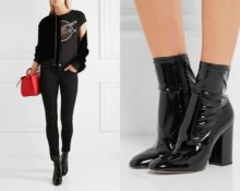 black patent ankle boots