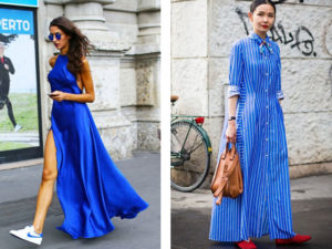 images avec une longue robe bleue