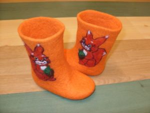 orange felt boots